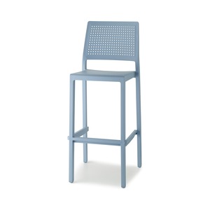 Stackable Bar <b>Stool</b> in Technopolymer with Backrest and Footrest, <b>Seat</b> Height 75 cm, for Outdoor Terrace Bar Cafe Made in Italy - Product Image 3