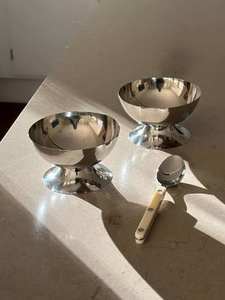 ชามขนมหวานทองเหลืองแท้ งานฝีมือ ถ้วยไอศกรีม สำหรับโรงแรมและตกแต่งบ้าน ปลอดภัยสำหรับอาหาร ชามเสิร์ฟโลหะ - Product Image 4