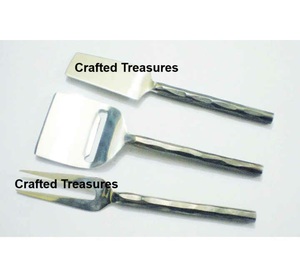 GRAN DESCUENTO Juego de queso de metal Plateado y mango recubierto de negro Cubiertos Herramientas de queso para rebanar mantequilla Crema Pizza - Product Image 3