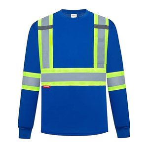 เสื้อยืดโพลีเอสเตอร์แขนยาวสะท้อนแสงเรืองแสงมองเห็นได้ชัดเจนเสื้อทำงานเพื่อความปลอดภัยระบายอากาศสำหรับการก่อสร้างคลังสินค้า - Product Image 6