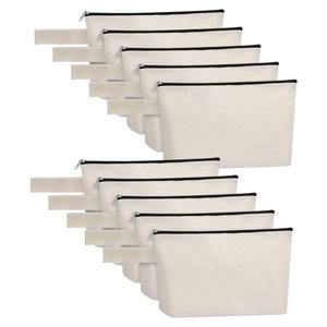 Wholesale Eco Friendly Custom Cotton <b>Canvas</b> Zipper Pouches <b>Plain</b> Makeup Cosmetic Bags with Logo Printing - Product Image 3