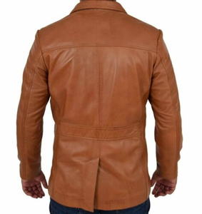 Chaqueta de Cuero para Hombre, Estilo Vaquero, con Logotipo Frontal, Moda, Manga Regular, Impermeable, Resistente al Viento, Color Marrón - Product Image 2