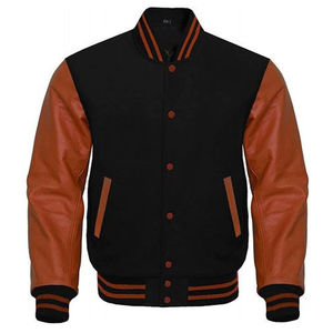 Veste universitaire personnalisée pour hommes de haute qualité, style letterman formel de baseball avec broderie en chenille, manches en cuir, fermeture à glissière - Product Image 1