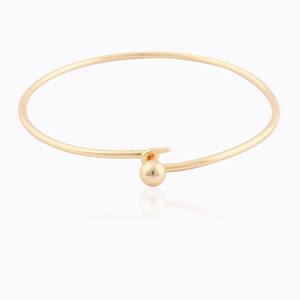 Pulsera con bisagras de joyería lisa de latón macizo pulido, brazalete de alambre de bola chapado en oro amarillo, pulsera de gancho extensible, regalo para niñas - Product Image 1