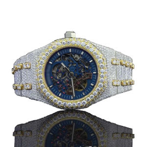 Montres de luxe pour hommes entièrement serties de diamants VVS Moissanite, grand cadran, mouvement automatique, fabrication artisanale, montres anciennes Buss Down - Product Image 1