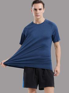T-shirts de sport respirants en polyester et coton pour hommes grandes tailles, manches courtes, pour l'entraînement et le fitness (vente en gros) - Product Image 2
