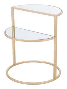 Top vente Table d'appoint au design luxueux Table d'appoint à demi-rond avec cadre en métal en verre pour la décoration de la chambre à coucher du salon - Product Image 3