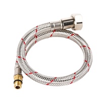 Raccords de tuyaux flexibles pour toilettes en acier inoxydable avec fils rouges et bleus G1/2 F1/2