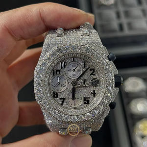 Reloj de Diamantes Creados en Laboratorio con Incrustaciones de Diamantes, para Hombre, VVS VS, Movimiento Mecánico Automático, Correa de Goma, Resistente al Agua, Estilo Deportivo y Ejecutivo - Product Image 1