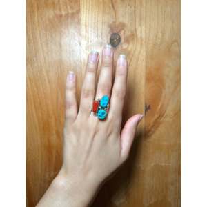 Navajo Handmade Turquoise Gemstone <b>Ring</b> Multi-Bezel Set Stone Size 9 <b>Statement</b> Sterling <b>Silver</b> Everyday Wear Fine Jewelry - Product Image 4