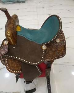 AFR Exportación de alta calidad occidental caballo sillín ecuestre con tachuela conjunto barril carreras cuero genuino inglés importado - Product Image 6