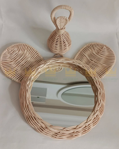 Espejo de ratán elegante moderno hecho a mano diseño personalizable para decoración del hogar Boho Chic estilo natural ecológico - Product Image 1