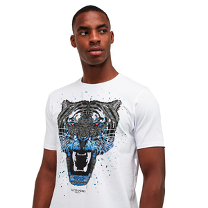 Servicio OEM, Camiseta Casual de Alta Calidad, Algodón Liso, Talla Americana, Cuello Redondo, Hombre, Alta Calidad, 100% Personalizada, Impresión Azul Seda - Product Image 5