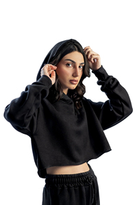 Pull à capuche Baggy imprimé sur le devant pour femmes de haute qualité 100% coton polaire surdimensionné poids lourd écologique - Product Image 3