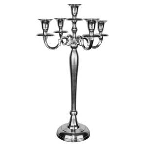 Candélabre traditionnel en métal de tonalité laiton pour le thème de conception intérieure vintage ou la cérémonie d'éclairage de bougie de temple - Product Image 1