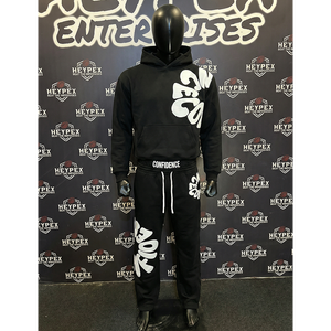 <b>Tracksuits</b> Lightweight French Terry Boxy Blank Custom Logo Oversized Cotton Men Streetwear Plus Size Sweatpants and Hoodie Set - Product Image 1