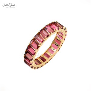 Special Design 6.65 Carat Octagon Cut Pink Tourmaline Eternity <b>Ring</b> <b>Band</b> Real 14K Yellow Gold <b>Ring</b> Wholesale Bulk Jewelry - Product Image 1