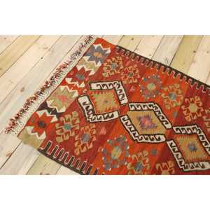 พรมวินเทจขนาดเล็ก 3.1x4.1 ฟุต (95x125 ซม.) พรมลายดอกไม้สีแดงแบบตุรกี - Product Image 4