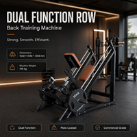 Máquina de remo de doble función PowerX con carga de placas para entrenamiento de fuerza de espalda