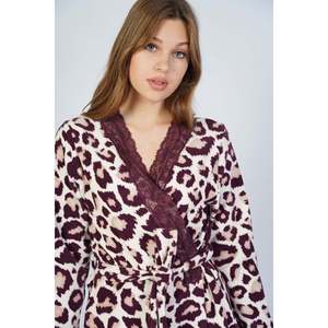 BAYAN POLAR UZUN KOL DANTELLI CEPLI SABAHLIK - สีน้ำตาล - สีน้ำตาล - Product Image 2