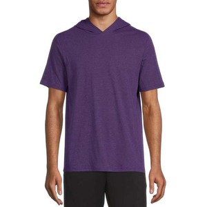 Camiseta con Capucha para Hombre, Corte Regular, Color Morado Sólido, Algodón, Informal, para Verano - Product Image 1