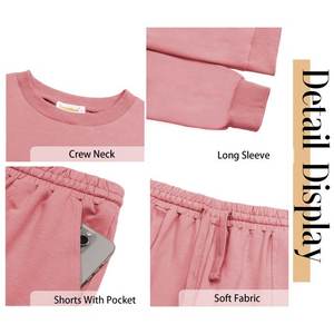 Conjuntos de pijama para mujer, conjuntos de dos piezas, sudaderas de manga larga, conjuntos de salón, Tops y pantalones cortos informales, trajes de otoño - Product Image 5