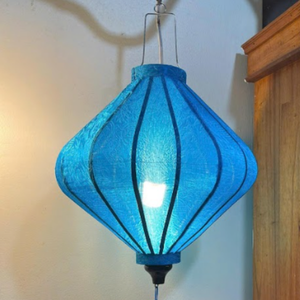Vietnamese Style Silk Lanterns | Traditional Fabric Hanging <b>Lamps</b> for Home & Restaurant Decor - Product Image 6