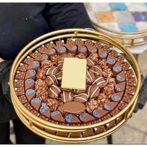 Bol à chocolat décoratif pour table de mariage Porte-bonbons Bol en métal argenté de qualité supérieure avec support en bois Bol pour traiteur de mariage - Product Image 4