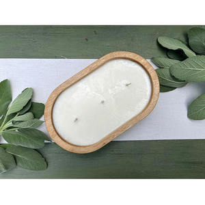 Precio al por mayor tamaño personalizado mango madera forma ovalada vela cuenco hogar boda MESA CENTRO DE MESA multiusos plato 100 Uds - Product Image 2