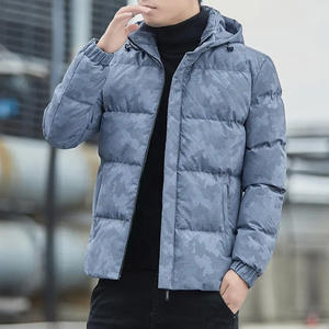 Chaqueta con Capucha Personalizable, Informal, de Moda Masculina, con Cuello Alto, Reversible, Transpirable, de Tela Vaquera, para Invierno - Product Image 1