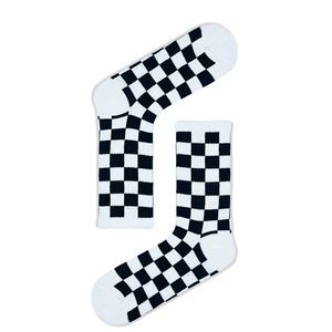 Colorful Torn Sports <b>Socks</b> Weaving Fabric <b>White</b> Checkerboard Pattern Comfortable Stylish Unisex Adult Use Regular Fit Made TR - Product Image 1