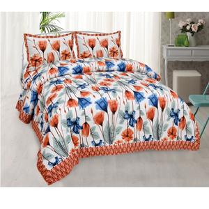 New Fashion Flower Printed 100% Organic Cotton Low Price GOTS Certificate Best Selling Super <b>King</b> Bedding Duvet <b>Pillow</b> Cover Set - Product Image 2