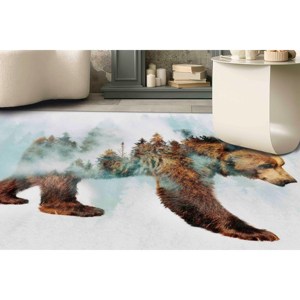Alfombra de Oso en la Nieve: Alfombra Decorativa Abstracta con Diseño de Animal del Bosque, Alfombra Suave No Tejida - Product Image 2
