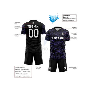 Maillot de football personnalisé pour adultes, nom d'équipe, numéro, logo personnalisés, unisexe, 100% polyester, imperméable, séchage rapide, uniforme de sport court - Product Image 4
