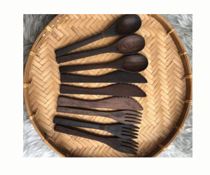 100% respetuoso con el medio ambiente de alta calidad bambú tenedor cuchara cuchillo palillos conjunto al por mayor cuchara de madera desechable tenedor cuchillo - Product Image 1