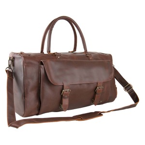Sac de voyage Weekender en cuir véritable Style sport de luxe Bagage grande capacité avec doublure en polyester durable - Product Image 4