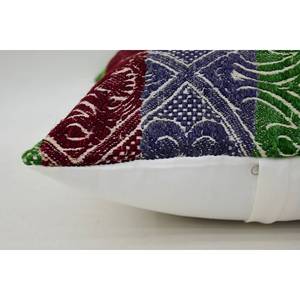 Oreiller en laine multicolore motif vintage Kantha mosaïque Paisley 16x16 pouces avec technique tissée patchwork de raisin - Product Image 4