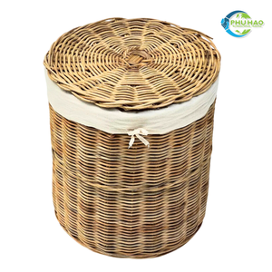 Premium Eco-Friendly HANDWOVEN RATTAN <b>BASKET</b> with Handles Cotton Liner <b>Hamper</b> <b>Basket</b> Laundry Organizer Home Decor - Product Image 2