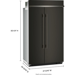 Réfrigérateur électrique encastrable côte à côte de 48 pouces, 30 pieds cubes Machine à glaçons automatique de grande capacité avec intérieur Signature Platinum - Product Image 2