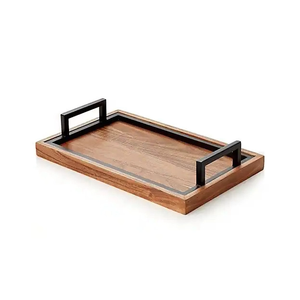 Nouveaux Gadgets de cuisine en bois plateau de service poignée meilleure qualité plat de fête carré pour mariage hôtel jardin boissons plats serveur de nourriture - Product Image 3