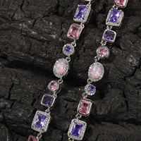 Colección de Cristales YYN, Cadena de Piedras Preciosas Rosa Bebé, Brazalete Brillante con Amatista y Circonita Cúbica, Ópalo Morado Vintage, Joyería Moderna para Mujeres y Hombres