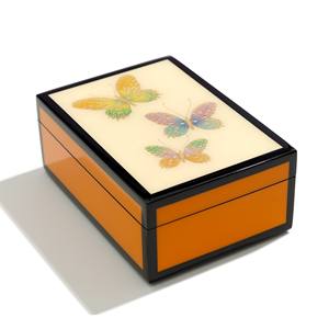 White lacquer <b>vanity</b> trinket <b>box</b> lacquerware for home desktop styling on trend lacquered boxes - Product Image 4