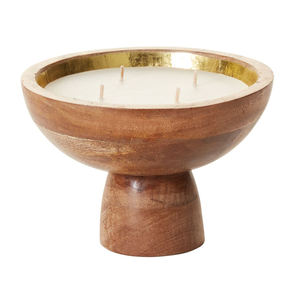 Bol sur pied en bois de manguier avec pot de cire à bougie pour décoration de mariage Best-seller - Product Image 6