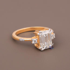 แหวนหมั้นเพชรเม็ดเดี่ยว2.55กะรัตสำหรับผู้หญิงแหวนเพชรโมอิส14KT สีเหลืองทอง - Product Image 3