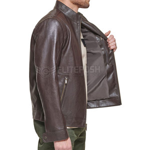 Customized Logo Men's Leather Jacket High Quality Winter Fashion <b>Stand</b> Collar Windproof Eco-Friendly Lightweight - Product Image 5