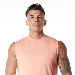 Débardeur à col haut premium pour hommes 100% coton coupe fuselée sans manches amélioration du physique coupe emmanchure torse allongé effronté décontracté - Product Image 5