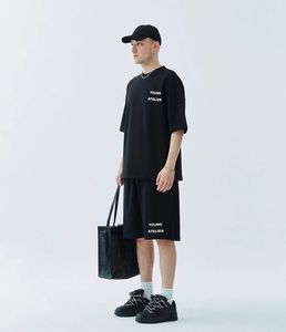 Heavyweight 240g Cotton Knitted Short Sleeve <b>Tshirt</b> Set Regular Fit Formal Solid Pattern Plus Size - Product Image 4