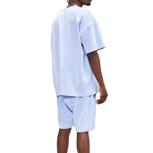 Nuevo Conjunto de Camiseta y Pantalones Cortos de Verano para Hombre, Talla Grande, Poliéster/Algodón, Ligero, Color Sólido, Manga Corta, Cintura Elástica, Secado Rápido - Product Image 4