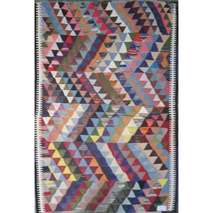 Un kilim Sanandaj vintage authentique, noué à la main, unique en son genre, 8'0 x 5'0 - Product Image 1