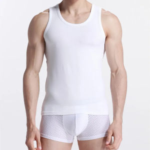 Camiseta sin mangas de gimnasio para hombre de algodón 100% personalizada OEM de talla grande y sin mangas con estampado de logotipo personalizado de gran tamaño - Product Image 2